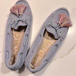 Sam Edelman Dusty Blue Suede Fantine Tassel Moccasin Flats Size 6.5